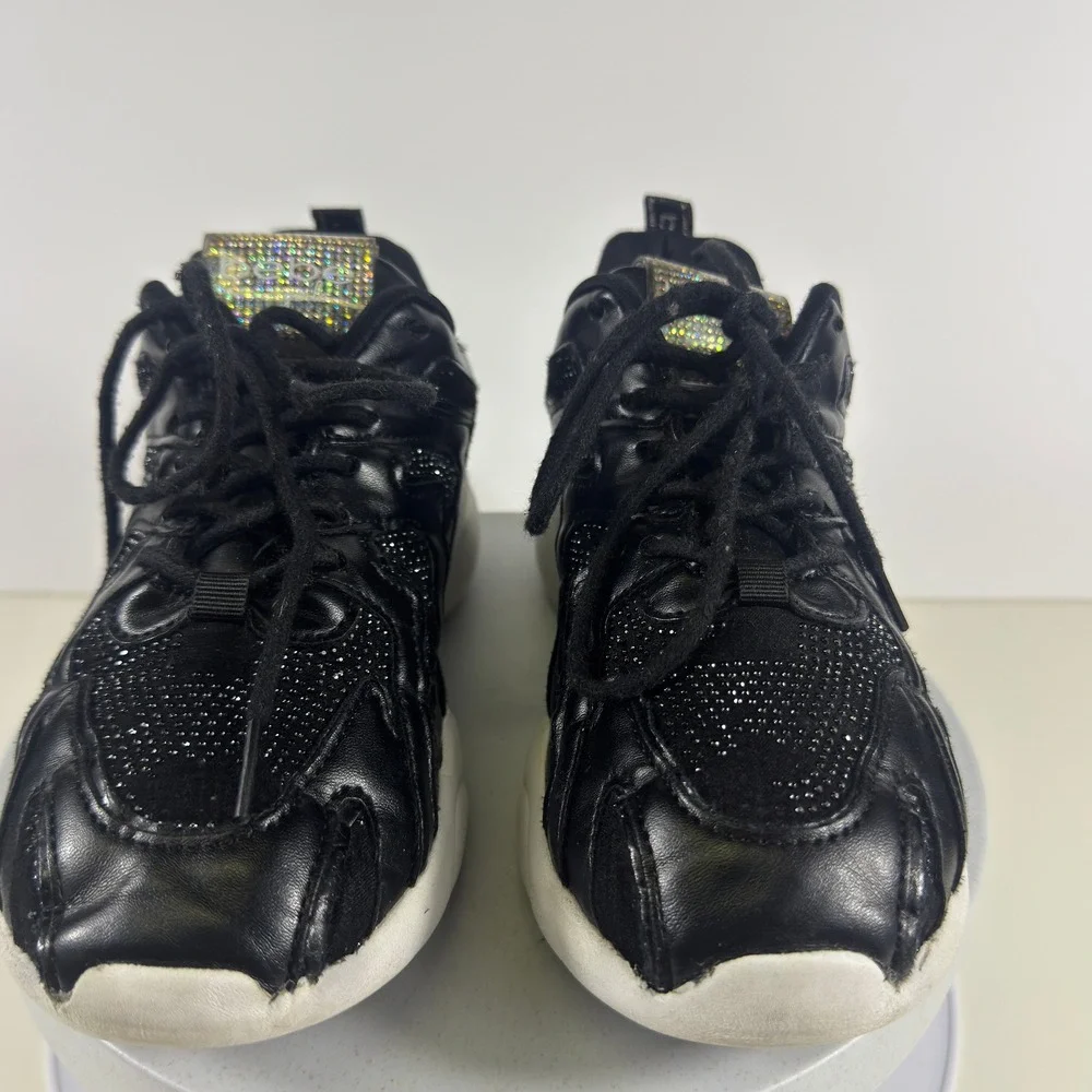 Bebe Girls Chunky Sneakers Black Studded Platform Lace Up Casual Size 4 Shoes‎